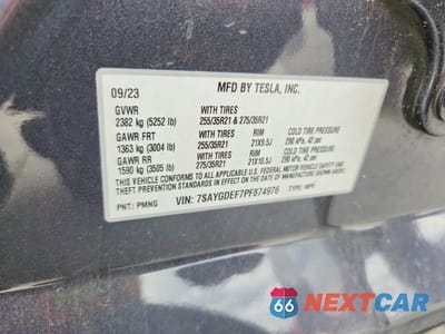 Zdjęcie 13 z 13 samochodu: 2023 TESLA MODEL Y VIN:7SAYGDEF7PF874976 - miniatura