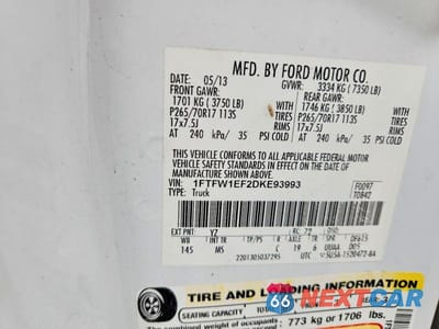 Zdjęcie 12 z 12 samochodu: 2013 FORD F150 SUPERCREW VIN:1FTFW1EF2DKE93993 - miniatura