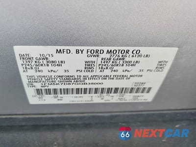 Zdjęcie 13 z 13 samochodu: 2016 FORD EXPLORER XLT VIN:1FM5K7D87GGB35000 - miniatura