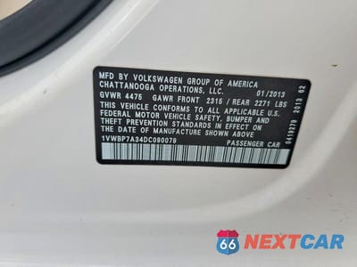 Zdjęcie 12 z 12 samochodu: 2013 VOLKSWAGEN PASSAT SE VIN:1VWBP7A34DC090079 - miniatura