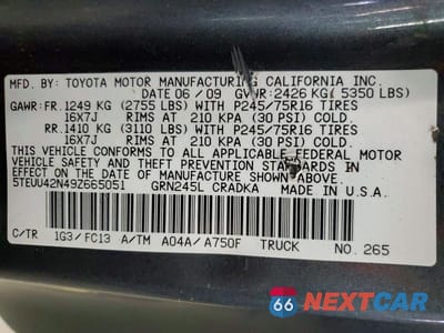 Zdjęcie 12 z 12 samochodu: 2009 TOYOTA TACOMA ACCESS CAB VIN:5TEUU42N49Z665051 - miniatura