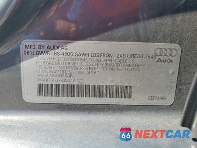 Zdjęcie 12 z 12 samochodu: 2013 AUDI A4 PREMIUM PLUS VIN:WAUFFAFL6DN010120 - miniatura