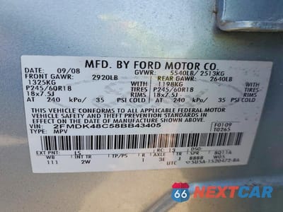 Zdjęcie 13 z 13 samochodu: 2008 FORD EDGE SEL VIN:2FMDK48C58BB43405 - miniatura