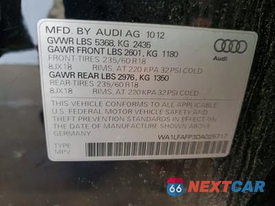 Zdjęcie 13 z 13 samochodu: 2013 AUDI Q5 PREMIUM PLUS VIN:WA1LFAFP3DA025717 - miniatura