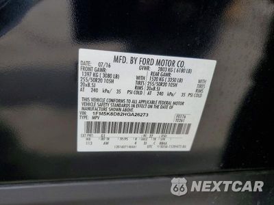 Zdjęcie 12 z 12 samochodu: 2017 FORD EXPLORER XLT VIN:1FM5K8D82HGA26273 - miniatura