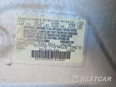 Zdjęcie 12 z 12 samochodu: 2012 NISSAN VERSA 1.6 S VIN:3N1CN7AP0CL813884 - miniatura