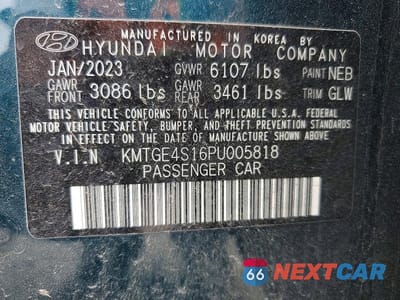 Zdjęcie 12 z 12 samochodu: 2023 GENESIS ELECTRIFIED G80 BASE VIN:KMTGE4S16PU005818 - miniatura