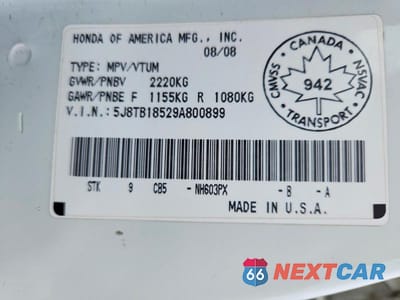 Zdjęcie 13 z 13 samochodu: 2009 ACURA RDX TECHNOLOGY VIN:5J8TB18529A800899 - miniatura