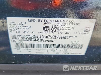 Zdjęcie 14 z 14 samochodu: 2016 FORD EXPLORER LIMITED VIN:1FM5K8F88GGC27252 - miniatura