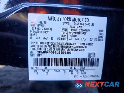 Zdjęcie 14 z 14 samochodu: 2020 FORD EDGE SE VIN:2FMPK4G93LBB06803 - miniatura