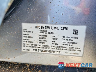Zdjęcie 13 z 13 samochodu: 2025 TESLA MODEL S VIN:5YJSA1E58SF551202 - miniatura