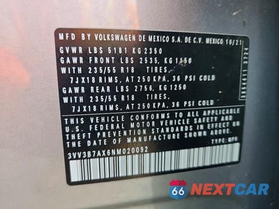 Zdjęcie 13 z 13 samochodu: 2022 VOLKSWAGEN TIGUAN SE VIN:3VV3B7AX6NM020092 - miniatura