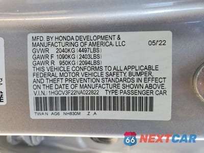 Zdjęcie 13 z 13 samochodu: 2022 HONDA ACCORD HYBRID SPORT VIN:1HGCV3F22NA022822 - miniatura
