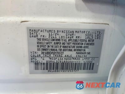 Zdjęcie 12 z 12 samochodu: 2025 NISSAN SENTRA SV VIN:3N1AB8CV5SY255727 - miniatura