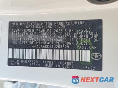 Zdjęcie 12 z 12 samochodu: 2026 TOYOTA CAMRY LE VIN:4T1DAACK9TU263629 - miniatura