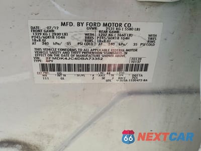 Zdjęcie 13 z 13 samochodu: 2013 FORD EDGE SEL VIN:2FMDK4JC4DBA73352 - miniatura