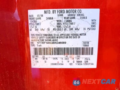 Zdjęcie 12 z 12 samochodu: 2008 FORD F150 VIN:1FTRF14W28KD46089 - miniatura