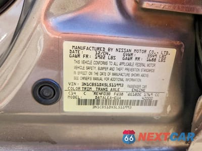 Zdjęcie 12 z 12 samochodu: 2005 NISSAN SENTRA 1.8 VIN:3N1CB51DX5L511993 - miniatura