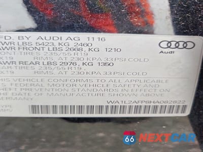 Zdjęcie 13 z 13 samochodu: 2017 AUDI Q5 PREMIUM PLUS VIN:WA1L2AFP8HA082822 - miniatura