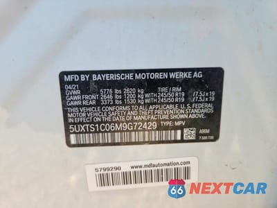 Zdjęcie 13 z 13 samochodu: 2021 BMW X3 XDRIVE30E VIN:5UXTS1C06M9G72429 - miniatura