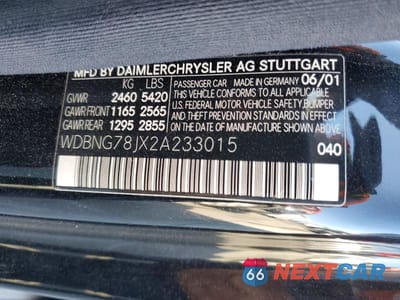Zdjęcie 12 z 12 samochodu: 2002 MERCEDES-BENZ S 600 VIN:WDBNG78JX2A233015 - miniatura