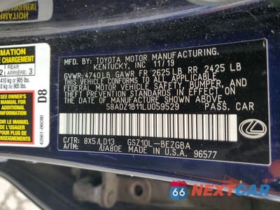 Zdjęcie 12 z 12 samochodu: 2020 LEXUS ES 350 BASE VIN:58ADZ1B11LU059529 - miniatura