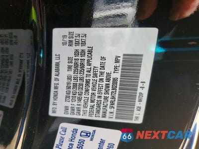 Zdjęcie 13 z 13 samochodu: 2020 HONDA ODYSSEY EXL VIN:5FNRL6H72LB020095 - miniatura