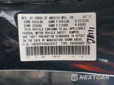 Zdjęcie 12 z 12 samochodu: 2014 HONDA ACCORD VIN:1HGCR3F80EA005512 - miniatura