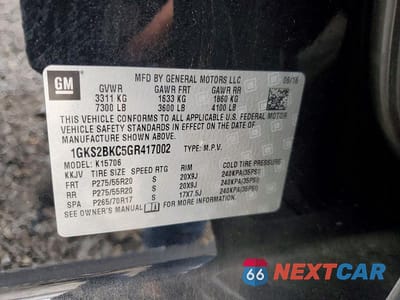 Zdjęcie 13 z 13 samochodu: 2016 GMC YUKON SLT VIN:1GKS2BKC5GR417002 - miniatura