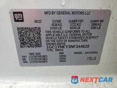 Zdjęcie 13 z 13 samochodu: 2022 CHEVROLET SILVERADO K2500 HEAVY DUTY LT VIN:1GC1YNEY3NF344628 - miniatura
