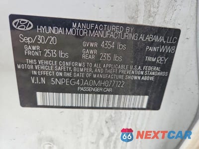 Zdjęcie 12 z 12 samochodu: 2021 HYUNDAI SONATA SE VIN:5NPEG4JA0MH077122 - miniatura