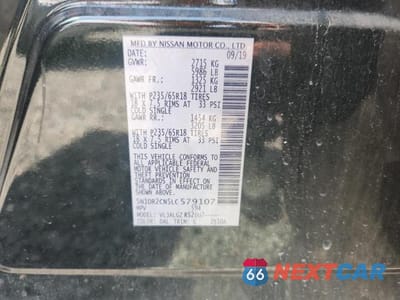 Zdjęcie 13 z 13 samochodu: 2020 NISSAN PATHFINDER SL VIN:5N1DR2CN5LC579107 - miniatura