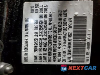 Zdjęcie 13 z 13 samochodu: 2020 HONDA PASSPORT ELITE VIN:5FNYF8H0XLB010822 - miniatura
