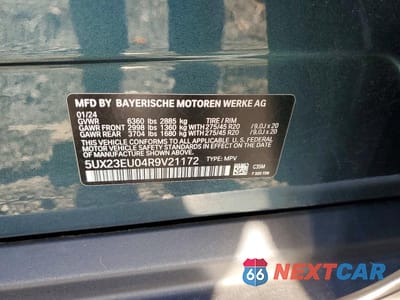 Zdjęcie 14 z 14 samochodu: 2024 BMW X5 XDRIVE40I VIN:5UX23EU04R9V21172 - miniatura