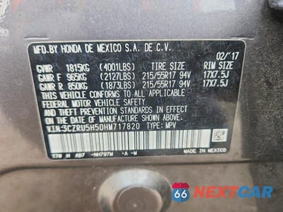 Zdjęcie 14 z 14 samochodu: 2017 HONDA HR-V EX VIN:3CZRU5H50HM717820 - miniatura