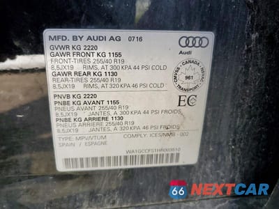 Zdjęcie 13 z 13 samochodu: 2017 AUDI Q3 PRESTIGE VIN:WA1GCCFS1HR003510 - miniatura