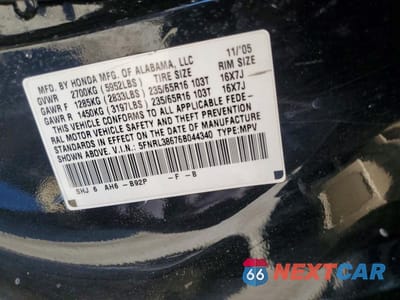Zdjęcie 13 z 13 samochodu: 2006 HONDA ODYSSEY EXL VIN:5FNRL38676B044340 - miniatura