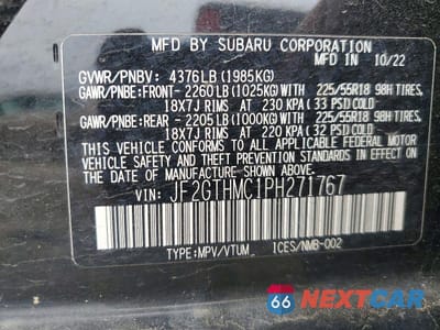 Zdjęcie 13 z 13 samochodu: 2023 SUBARU CROSSTREK LIMITED VIN:JF2GTHMC1PH271767 - miniatura