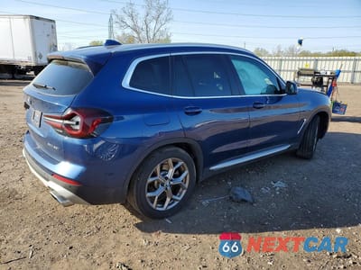Trzecie zdjęcie samochodu z tyłu: 2022 BMW X3 XDRIVE30I VIN:5UX53DP09N9K12004 - miniatura