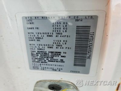 Zdjęcie 13 z 13 samochodu: 2014 NISSAN NV200 DELIVERY VAN VIN:3N6CM0KN9EK701451 - miniatura