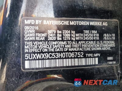Zdjęcie 13 z 13 samochodu: 2017 BMW X3 XDRIVE28I VIN:5UXWX9C53H0T06752 - miniatura
