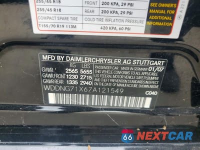Zdjęcie 12 z 12 samochodu: 2007 MERCEDES-BENZ S 550 VIN:WDDNG71X67A121549 - miniatura