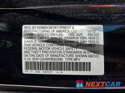 Zdjęcie 13 z 13 samochodu: 2023 HONDA PILOT EXL VIN:5FNYG2H56PB000588 - miniatura