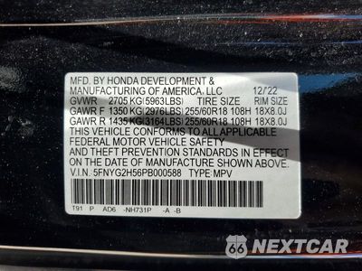 Zdjęcie 13 z 13 samochodu: 2023 HONDA PILOT EXL VIN:5FNYG2H56PB000588 - miniatura