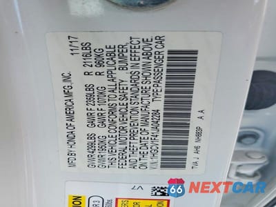 Zdjęcie 12 z 12 samochodu: 2018 HONDA ACCORD EX VIN:1HGCV1F41JA042284 - miniatura