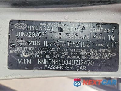 Zdjęcie 12 z 12 samochodu: 2004 HYUNDAI ELANTRA GLS VIN:KMHDN46D34U712470 - miniatura