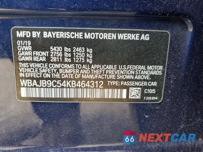 Zdjęcie 13 z 13 samochodu: 2019 BMW M550XI VIN:WBAJB9C54KB464312 - miniatura