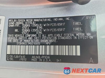 Zdjęcie 13 z 13 samochodu: 2021 TOYOTA SIENNA LE VIN:5TDKRKEC1MS016806 - miniatura