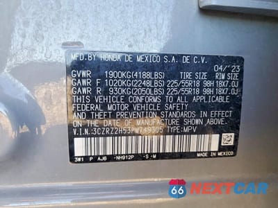 Zdjęcie 13 z 13 samochodu: 2023 HONDA HR-V SPORT VIN:3CZRZ2H53PM749305 - miniatura