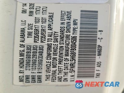 Zdjęcie 13 z 13 samochodu: 2015 HONDA ODYSSEY EXL VIN:5FNRL5H68FB004506 - miniatura